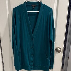 Beyond Yoga Teal Button-Up Cardigan